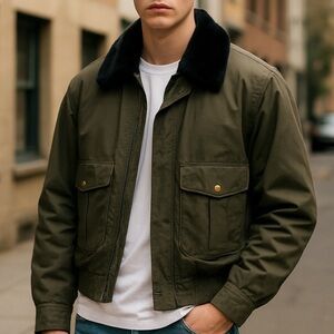 Vintage Horace Small Apparel Co. Army Green Military Flight Aviator Jacket XL